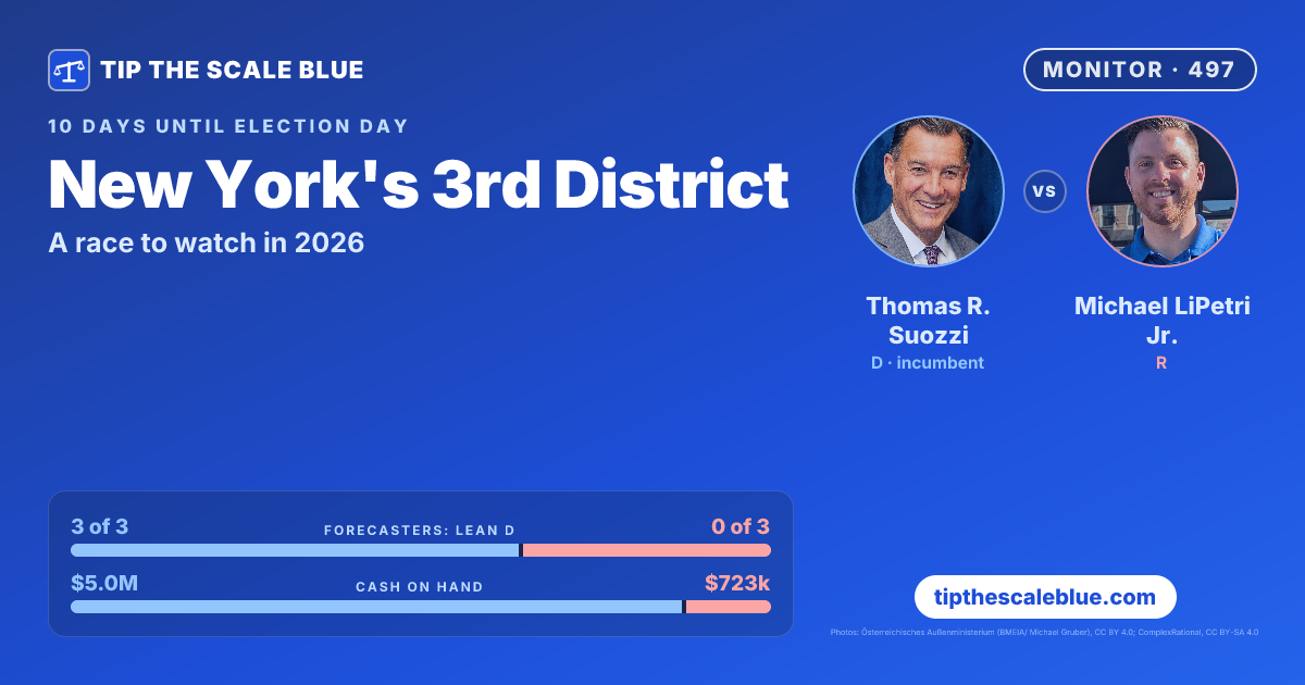 New York's 3rd District 2026: Suozzi vs. LiPetri | Tip the Scale Blue